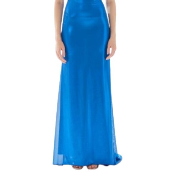 NWT Tarik Ediz 52057 Tulle Prom Dress Blue Size 8 - Picture 2 of 7